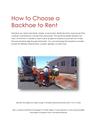 How to Choose a Backhoe to Rent