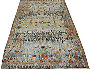 Buy 6x9 Contemporary and Modern Rugs MR023862 Lt.Blue Hand Knotted Wool Area Rug | Monarch Rugs