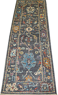 Buy 8 ft. Runner Oushak Rugs Dark Blue Fine Hand Knotted Wool Area Rug MR023707 | Monarch Rugs