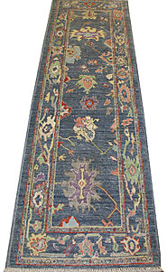 Buy 8 ft. Runner Oushak Rugs Dk.Blue Fine Hand Knotted Wool Area Rug MR023717 | Monarch Rugs