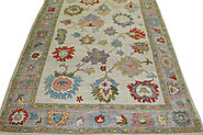 Buy 10x14 Oushak Rugs Ivory / Grey Fine Hand Knotted Wool Area Rug MR023709 | Monarch Rugs