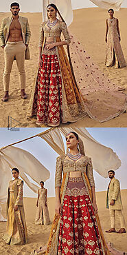 Bridal Outfit - Mustard Front Open Gown n Lehenga