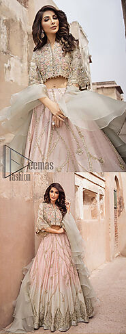 Latest Wedding Dress - Pink n Gray Gradient Lehenga Blouse
