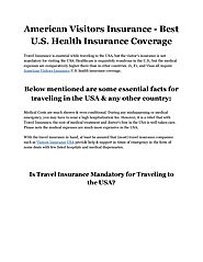 American Visitors Insurance - Best U.S. Health Insurance Coverage