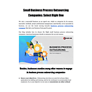Small Business Process Outsourcing Companies: Select Right One