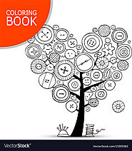 Sewing tree with buttons coloring book page vector image on VectorStock