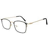 Light Blocking Glasses, Anti Glare UV Filter Square Metal Lightweight Computer Gaming Eyeglasses for Women Men