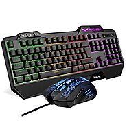 Havit Keyboard Rainbow Backlit Wired Gaming Keyboard Mouse Combo