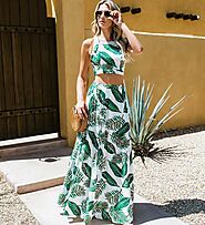 Long Skirt with Crop Top Summer Wear For Women
