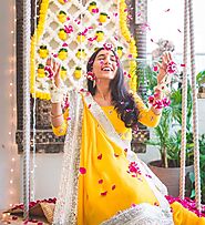 Yellow Saree with a Gota Patti Border Haldi Dress For Brides