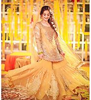 Alluring Ghagra Or Sharara Haldi Dress For Brides