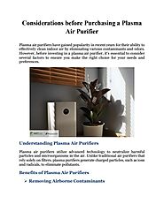 Considerations before Purchasing a Plasma Air Purifier