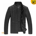Mens Black Quilted Leather Jacket CW862826 - CWMALLS.COM