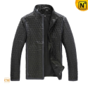 Mens Black Quilted Leather Jacket CW880075 - CWMALLS.COM