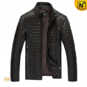 Black Quilted Leather Jacket CW809047 - CWMALLS.COM