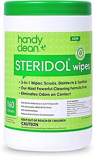 Handyclean Steridol Disinfectant Wipes 160ct Containers - Pack of 6