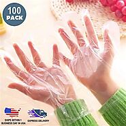 Clear Plastic Disposable Gloves, Powder Free Multipurpose Plastic Gloves, Food Service Gloves - Pack of 100