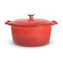 Sabatier 5092290 Porcelain Cast Iron Dutch Oven, 7-Quart, Red