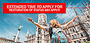 Extended time to apply for restoration of status may apply!