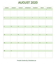 Printable August 2020 Calendar In Word And Excel {3 Free Templates} » CALENDARKART