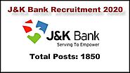 J&K Bank PO/Associates 2020 - Careers jk Bank 1850 Job | Apply Online