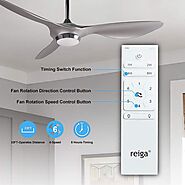 Reiga 52-in Ceiling Fan with LED Light Kit Remote Control Modern Blades Noiseless Reversible Motor, 6-speed, 3 color ...