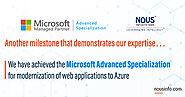 Nous Infosystems Has Earned the Modernization of Web Applications to Microsoft Azure Advanced Specialization
