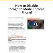 How to Disable Incognito Mode Chrome iPhone?