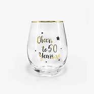 50th Birthday Gift Stemless Wine Glass | Onebttl