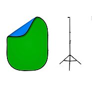 Fovitec - 1.5m x 2m Green/Blue Double-Sided Portable Pop Up Studio Background And Stand Kit For Photography, Video, G...
