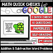 Addition & Subtraction Word Problems Paperless Google Quick Checks | 2.OA.1