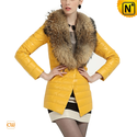 Women Leather Down Coat with Fur Collar CW613582