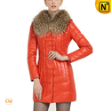 Women Leather Coat with Raccoon Fur Collar CW613507