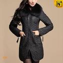 Leather Coat with Fox Fur Collar Women CW613039