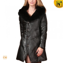 Fur Hooded Leather Down Coat CW685041 - CWMALLS.COM