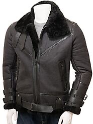 Men's Black Stand Collar Aviator Leather Jacket - Leather Jackets NZ