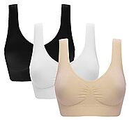 Vermilion Bird Women's 3 Pack Seamless Comfortable Sports Bra with Removable Pads