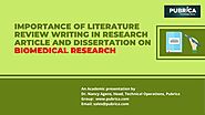 IMPORTANCE OF LITERATURE REVIEW WRITING IN RESEARCH ARTICLE – PUBRICA