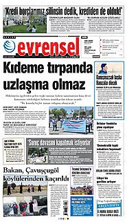 Evrensel Gazetesi Manşeti - Gazeteapp