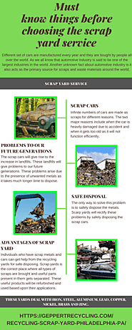 Must know things before choosing the scrap yard service