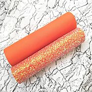 CHUNKY Glitter Fabric A4 Sheet; Pastel Orange AB