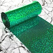 PVC Sequin Film; Metallic Hologram Green Turquoise