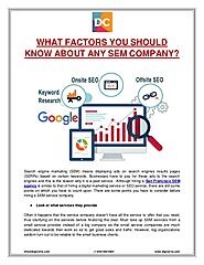 What factors you should know about any sem company