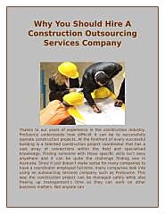 Why You Should Hire A Construction Outsourcing Services Company