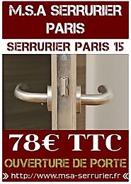 Serrurier Paris 15 - Dépannage D'urgence 78€ TTC