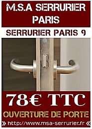 Serrurier Paris 9 - Ouverture de Porte 78€ TTC - 5%