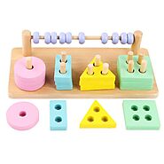 Shape Sorting Puzzle and Abacus – Pastel Colours