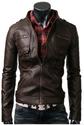 Men's Zip Pocket Slimfit Dark Brown Leather Jacket-Bonny Brook