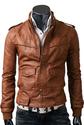 Light Brown / Tan Slimfit Rider Leather Jacket - UK Leather Factory