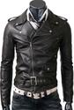 Belted Black Leather Biker Jacket >UK LEATHER FACTORY